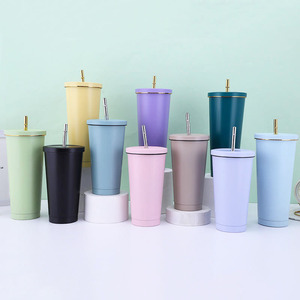 500ml Stainless Steel Vacuum Tumbler With Straw Lid Custom Logo Coffee <b>Mug</b> for Travel Office Gift - Product Image 3