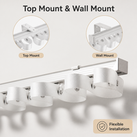 Système de rail de rideau en aluminium encastré de style minimaliste, plissé en vague, monté au plafond, design intégré, rail de rideau en forme de S