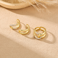 Bague empilable à nœuds pour femme, laiton plaqué or, double rangée de zircons entrelacés, taille 6-12, bijoux