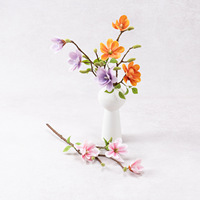 Fleurs artificielles en soie de pivoine, d'hibiscus et de magnolia à 3 têtes de style classique ; Décorations murales pour studio photo et mariages