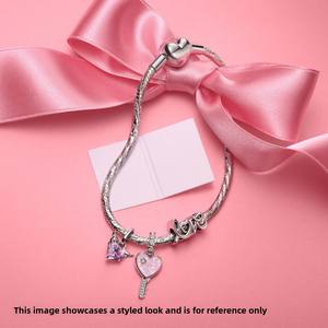 Juego de Pulseras de Amor Verdadero con Candado en Forma de Corazón y Llave de Circonio, Plata 925, Regalo de Boda Unisex - Product Image 4