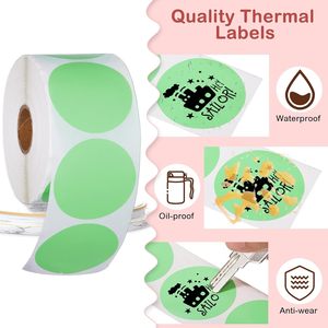 Thermal <strong>Stickers</strong> 2 Inch Round Thermal <strong>Labels</strong> Multi Purpose Colorful Direct Circle Printer <strong>Sticker</strong> For Business DIY Code Name Tag - Product Image 3
