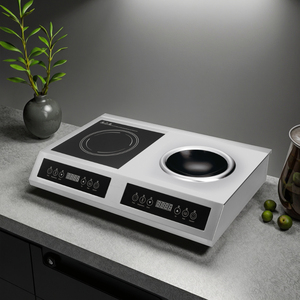 เตาแม่เหล็กไฟฟ้าเชิงพาณิชย์ Big Power 5000W สำหรับร้านอาหาร หัวเตาคู่ แบบแบน + แบบเว้า - Product Image 5