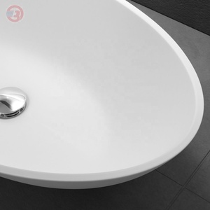 Best-seller Lavabo ovale à surface solide | Lavabo de salle de bain écologique 15mm-Lavabo à <span class=keywords><strong>main</strong></span> compact <span class=keywords><strong>pour</strong></span> petits espaces - Product Image 3