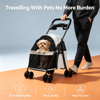 Poussette pour animaux de compagnie la plus vendue pour petits chiens, chats, chiens Teddy, chatons, légère, pliable, avec cadre métallique, portable, amovible, pour usage extérieur, 20 kg