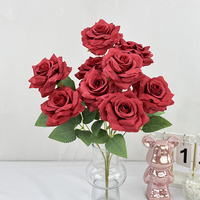 Vente en gros d'usine de fleurs artificielles, bouquet de roses rouges et roses, accessoires de décoration pour la maison