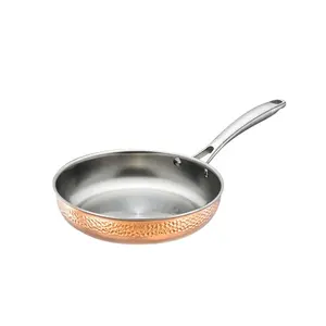 बहुक्रिया रसोई के बर्तन 3 प्लाई तांबा खाना पकाने पैन Frypan