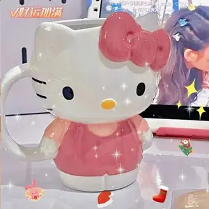 새로운 도착 k *** ty 만화 캐릭터 머그잔 3D 안녕하세요 고양이 커피 컵 귀여운 세라믹 머그잔