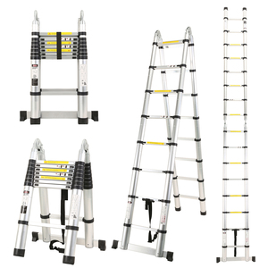 <span class=keywords><strong>Escalera</strong></span> Telescópica Plegable de Aluminio Multiusos de 3.8m con 2*6 Peldaños - Product Image 1