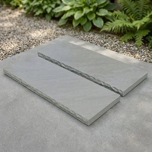 Marches d'escalier en grès gris Shivara 100% naturel, finition bruta, découpe sur mesure, pour extérieur de villa, application extérieure - Product Image 6