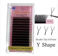 RTS PR001 Y Extensions de Cils Marque Privée Vendeur d'extensions de Cils Cheveux Synthétiques Faits à la Main Doux Shanghai C D Dd Curl 0.07