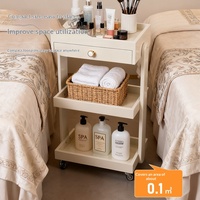 Chariot de rangement mobile en bois à 3 niveaux avec tiroir pour salon de beauté et spa