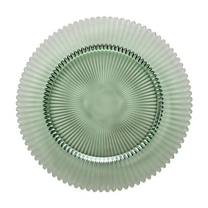 Piatti in <span class=keywords><strong>Vetro</strong></span> Verde Scanalato per Riso, Personalizzabili, Resistenti, 3 Misure per Matrimoni, Hotel ed Eventi - Product Image 1