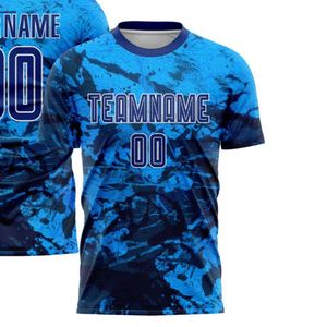 Camiseta de Fútbol Azul Abstracta de Manga Corta, Transpirable, Ligera, de Secado Rápido, Ropa Deportiva para Entrenamiento y Liga - Product Image 2