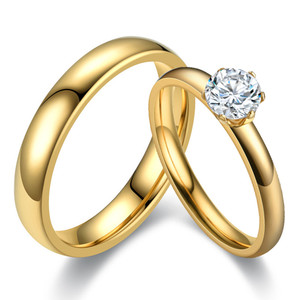 Fedi nuziali classiche grandi anelli di zircone cubico in acciaio inox per gli uomini Wome - Product Image 3