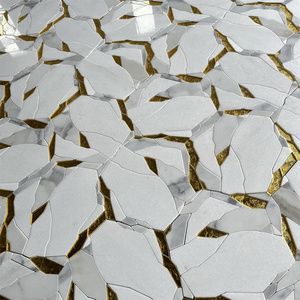 Mosaico de Mármol Blanco Calacatta de Estilo Moderno, Corte por Chorro de Agua, Decoración de Pared para Cocina y Baño, Revestimientos Cuadrados para Interiores - Product Image 3