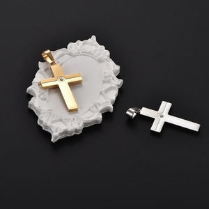 Gold Color Zircon <b>Cross</b> Pendant Stainless Steel <b>Necklace</b> Charm Prayer Male Jewelry Accessories for Women <b>Men</b> Link Chain - Product Image 4