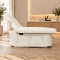 Table de massage électrique motorisée personnalisée pour soins du visage et cils, blanche, de luxe, moderne, mobilier de salon de beauté
