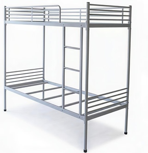 Cama litera metálica de alta resistencia ODM OEM de fábrica china para dormitorios, escuelas y apartamentos para personal. |   Litera doble de acero con escalera - Product Image 1