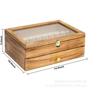 Boîte de rangement à double couche en bois avec couvercle en acrylique, organiseur de tiroir, boîte de rangement multifonction pour bureau - Product Image 5