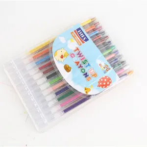 उच्च-गुणवत्ता 24 रंग लंबी मोड़ ऊपर कस्टम Crayons बच्चों के लिए सेट