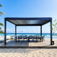 Motorisierte Aluminium-Lamellenpergola Wasserdichtes Schattendach Rostfreier Pavillon für Terrasse Garten Hinterhof Bioklimatischer Balkon Freistehend