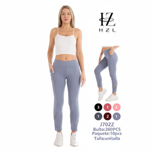 Hzl Yoga Leggings Full Length High Waist Seamless Spandex Polyester Solid Color Elastic Waist Fitness Wear - Product Image 1