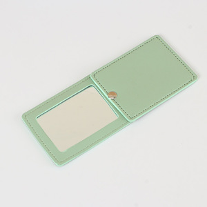 Özel kare paslanmaz çelik el kompakt cep ayna ile PU deri kılıf seyahat için minik cüzdan ayna plakası makyaj - Product Image 3