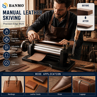BANMO Affineur de cuir manuel avec manivelle et structure à lame rotative, équipement réglable pour affiner les bords, pour ateliers de chaussures, sacs et ceintures