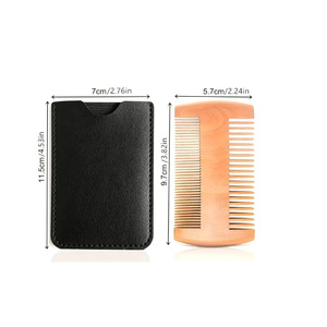 Peigne personnalisé en bois de poirier couleur naturelle, à dents fines, double face, brosse à barbe, outil de toilettage, manche en bois écologique - Product Image 3