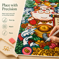 Kit de Peinture Diamantée Thème Richesse Chinoise + Art Culturel de la Prospérité + Diamants Scintillants Spéciaux + DIY Écologique Porte-Bonheur