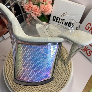 รองเท้าส้นสูงสำหรับผู้หญิงแบบใส คริสตัลใส ส้นสูง 15 ซม. 17 ซม. 20 ซม. แบบเปิดนิ้วเท้า รองเท้าส้นตึก เซ็กซี่ รองเท้าส้นสูงผู้หญิง - Product Image 6