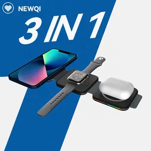 Pengisi Daya Nirkabel 3 Dalam 1 Lipat Magnetis Isi Daya Cepat 15W untuk iPhone 13 / Apple Watch / AirPods / Samsung Galaxy Buds