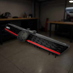 Calandre avant Volkswagen Golf GTI 2015-2016 rouge nid d'abeille avec bande LED, style RPC, nouvelle mise à niveau P1105 - Product Image 1