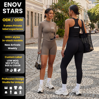Ensemble de vêtements de sport sans couture EnovStars personnalisé 4 pièces : débardeur dos nageur, short, leggings, veste en nylon et élasthanne – Tenue de yoga et de gym OEM/ODM