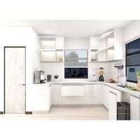 Balancier de cuisine en bois modulaire, meubles de cuisine, blanc, brillant, gros, avec charnière bluetooth, vente en gros