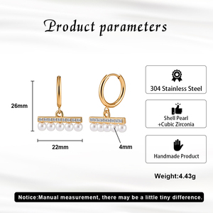 Pendientes de Aro con Perlas, Chapados en Oro de 18K, de Acero Inoxidable, Resistentes al Agua, para Mujer, Regalo para Fiestas, Joyería para las Orejas, Venta al Por Mayor de Fábrica - Product Image 4