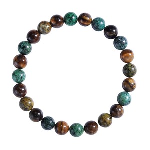 Bracelet élastique en pierres naturelles avec perles de jaspe australien, turquoise paon, opale éthiopienne naturelle et laiton argenté - Product Image 6