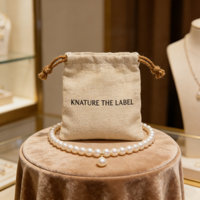 Pochette à bijoux en lin naturel, chanvre et coton avec cordon de serrage, impression de logo et séparateur