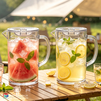 Pitcher Bir Plastik Custom 1100ml, Pitcher Jus Anti Pecah, Gelas Air untuk Bar Restoran dengan Tutup