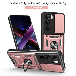 Fuerte succión TPU + PC soporte de anillo magnético funda de humo para Realme C75 4G/V60 <span class=keywords><strong>Pro</strong></span> 5G/14X 5G funda de teléfono ventana deslizante a prueba de golpes - Product Image 2