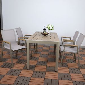 Ensemble <span class=keywords><strong>de</strong></span> table <span class=keywords><strong>et</strong></span> <span class=keywords><strong>de</strong></span> chaises <span class=keywords><strong>de</strong></span> <span class=keywords><strong>jardin</strong></span> modernes <span class=keywords><strong>en</strong></span> <span class=keywords><strong>aluminium</strong></span> PRUNIA pour 6 personnes, élégant pour les événements <span class=keywords><strong>en</strong></span> plein air - Product Image 3