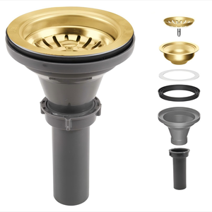 Kit <span class=keywords><strong>Scarico</strong></span> Lavello Cucina 4 Pollici in Acciaio Inox 304 Finitura Spazzolata Ecologico Anticorrosione Facile Installazione - Product Image 2