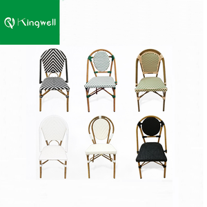 Chaises de jardin de style français, chaises de bistrot parisien pour salle à manger, chaises d'extérieur en plastique usagées, rotin - Product Image 4