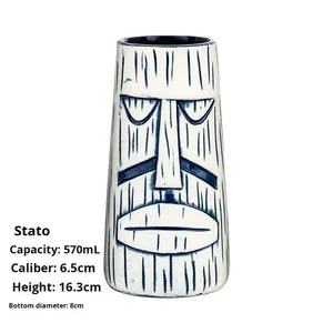 Mug à cocktail personnalisé fait main, fantaisie, style Tiki hawaïen, en céramique de porcelaine fine, pour fêtes, compatible lave-vaisselle et micro-ondes - Product Image 6