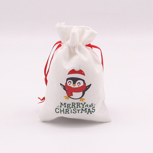 New Christmas New Year Candy <strong>Bag</strong> Red Rope White Hemp Cartoon Christmas Tree Decoration Gift <strong>Bag</strong> Gift Packaging <strong>Bag</strong> Wholesale - Product Image 5