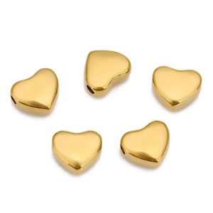 Perles irrégulières en acier inoxydable plaqué or 18 carats, en forme d'étoile, de cœur et rondes, pour colliers, bracelets et perles d'espacement - Product Image 3
