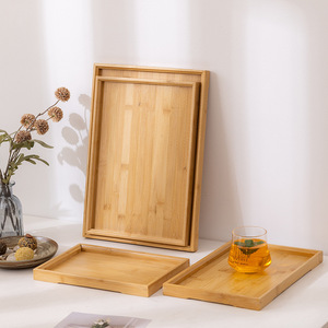 Bandeja de servir de bambú con patrón de madera engrosado para té, repostería, frutas y aperitivos, uso doméstico - Product Image 2