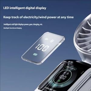 Ventilateur portable TEC Mini 3600 mAh, pliable pour le cou/le bureau/à la main, avec affichage numérique intelligent, ventilateur de refroidissement rechargeable par USB pour usage personnel - Product Image 5