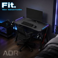 Bureau de Gaming AOR RGB LED ABS Armor 20 Modes BlackSamurai H2 avec Porte-Gobelet, Support Casque, Multiprise 100x60cm Vente en Gros Usine 2026